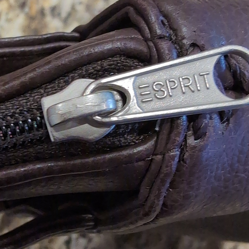 Esprit Brown Faux Leather Purse Hand Bag With Shoulder Strap - Picture 11 of 12